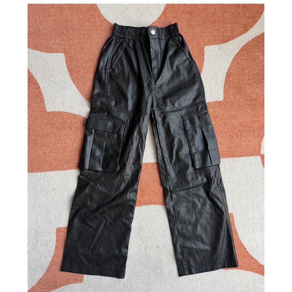Bershka Wide Cargo Pants (Faux Leather)